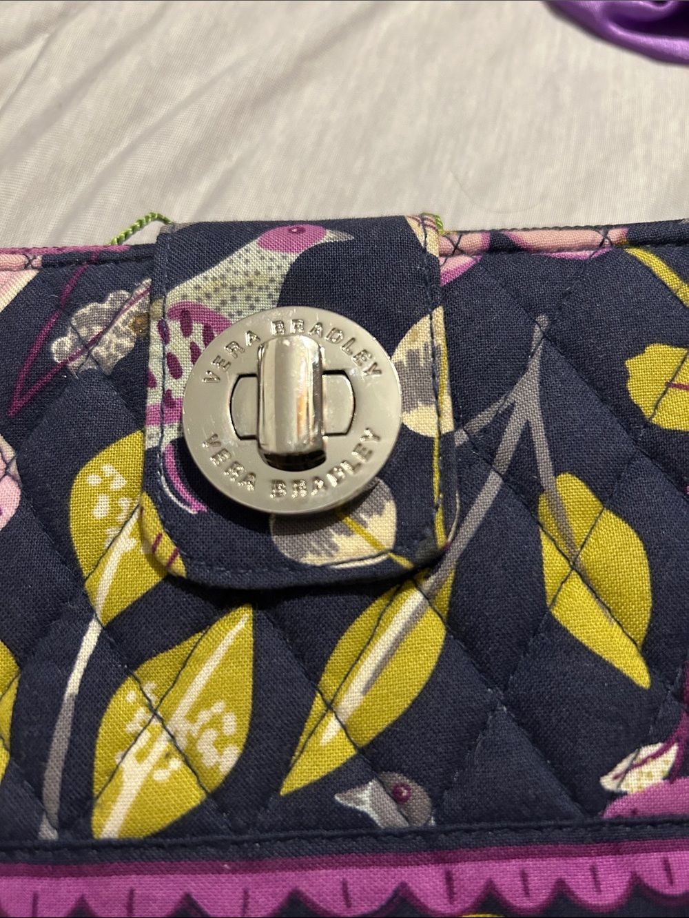 Vera Bradley Turnlock Wallet  "Floral Nightingale" - Picture 7 of 9